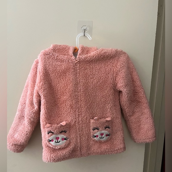 Members Mark Jacket Toddler Girls 4T Plush Cat Jacket Kids Pink - Picture 2 of 6